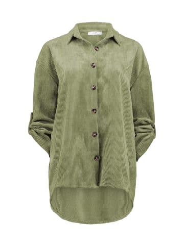 Hailys Legere Cord Blusen Hemd mit Knopfleiste Aufgerollte Ärmel in Braun