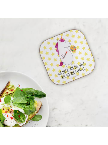 Mr. & Mrs. Panda Tassenuntersetzer Einhorn Künstler mit Spruch in Weiß