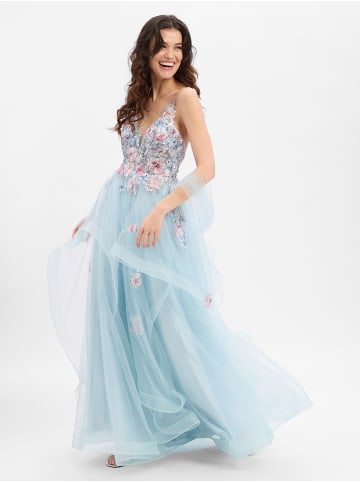 Unique Abendkleid in hellblau mehrfarbig - 0002