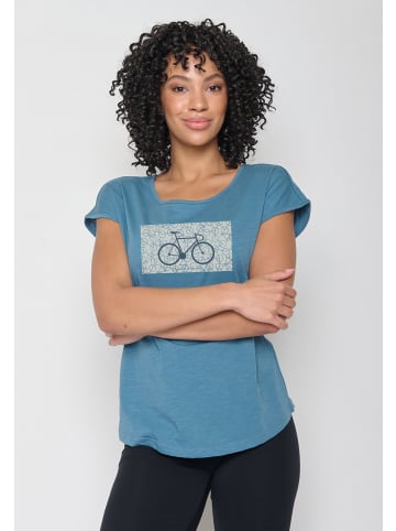 GreenBomb T-Shirt Bike Pattern in Stahlblau