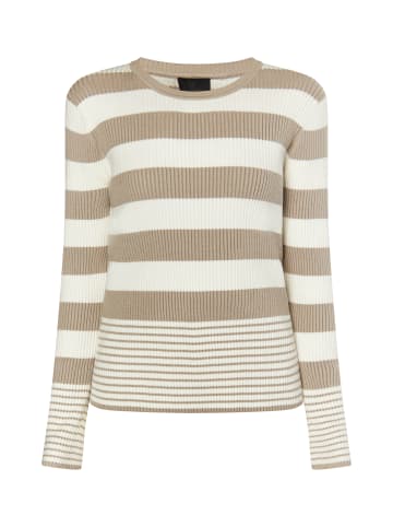 DreiMaster Klassik Damen Strickpullover in Grau Beige Wollweiss