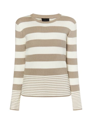 DreiMaster Klassik Strickpullover in Grau Beige Wollweiss