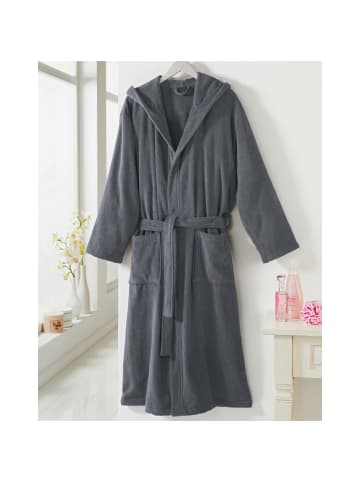 Erwin Müller Frottier Unisex-Bademantel mit Kapuze Heidelberg in anthrazit