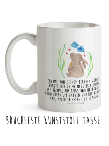 Mr. & Mrs. Panda Kindertasse Hase Blume mit Spruch in Weiß