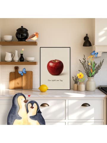 Mr. & Mrs. Panda Poster Apfel minimalistisch Design mit Spruch in Weiß