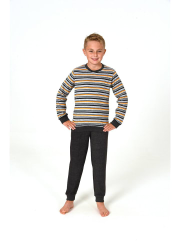 NORMANN Frottee Pyjama Schlafanzug Bündchen - 82595 in orange