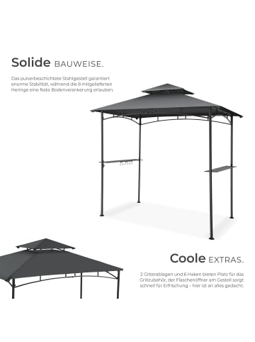 tectake Grillpavillon, inklusive 8 Heringen und 6 Haken, 240 x 150 x 250 cm