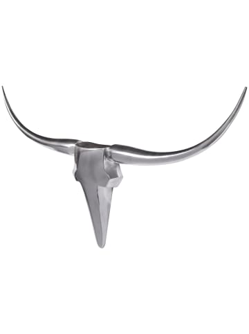 KADIMA DESIGN Bull Geweih, stilvolle Wanddekoration aus Aluminium, elegantes Zuhause in Silber