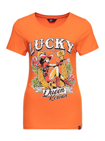 Queen Kerosin Queen Kerosin Print T-Shirt Lucky in orange