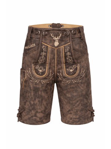 PAULGOS Lederhose Kurz Echtleder KK2 ANTIK in Schokobraun