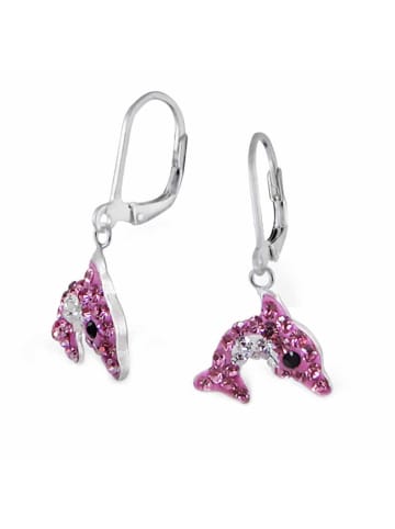 schmuck23 Ohrringe 925 Silber Delfin in Rosa