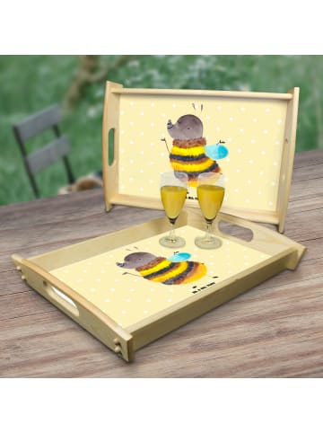Mr. & Mrs. Panda Holz Tablett Hummel flauschig ohne Spruch in Gelb Pastell