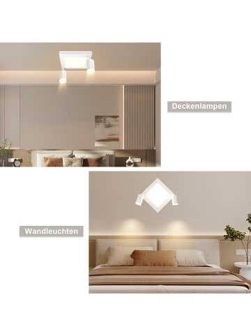 ZMH Deckenleuchte LED 2-flammige GU10 in weiß eckig 20W schwenkbar L 25cm