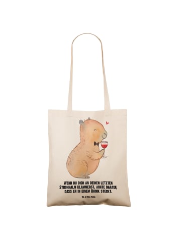Mr. & Mrs. Panda Shopping Tasche Capybara Wein mit Spruch in Creme