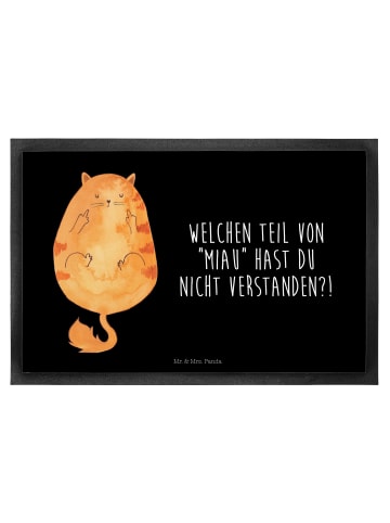 Mr. & Mrs. Panda Schmutzfangteppich Katze Mittelfinger mit Spruch in Schwarz