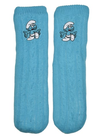 Die Schlümpfe Die Schlümpfe Hüttensocken Strick Socken Haussocken Kuschelsocken in blau