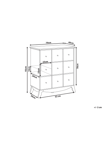 Beliani Sideboard KUMA in Braun/Weiß/Blau - (W) 79 x (H) 92 x (L) 40 cm