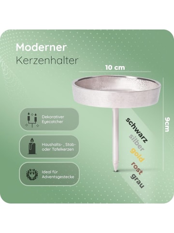 Novaliv 4X Kerzenpick Alu Flach 10 cm Kerzenhalter für Adventskranz Kerzenpin in Silber