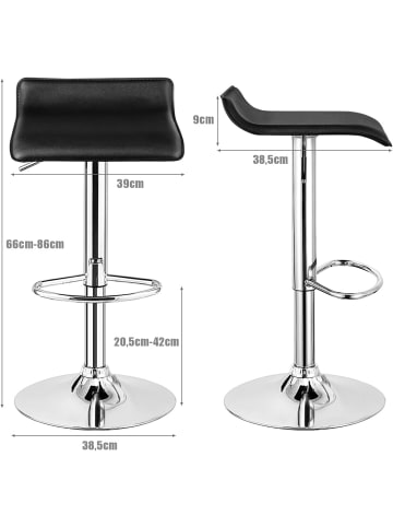 COSTWAY 2er Set Barhocker in Schwarz