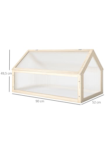 Outsunny Gewächshaus 90L x 52B x 49,5H cm Naturholz