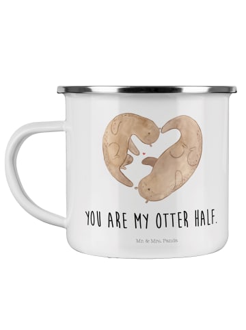 Mr. & Mrs. Panda Emailletasse Otter Herz mit Spruch in Weiß