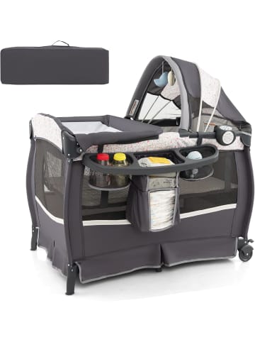 COSTWAY 5 in 1 Reisebett mit Matratze in Grau