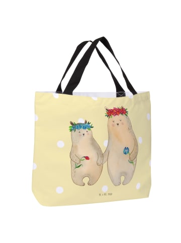 Mr. & Mrs. Panda Strandtasche Bären mit Blumenkranz ohne Spruch in Gelb Pastell