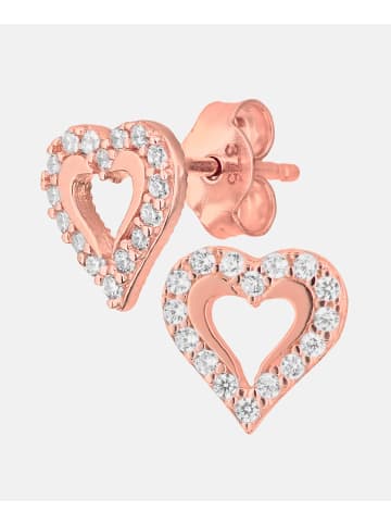 Vanlere Ohrstecker aus 375 Roségold mit Zirkonia Herz-Design in Roségold