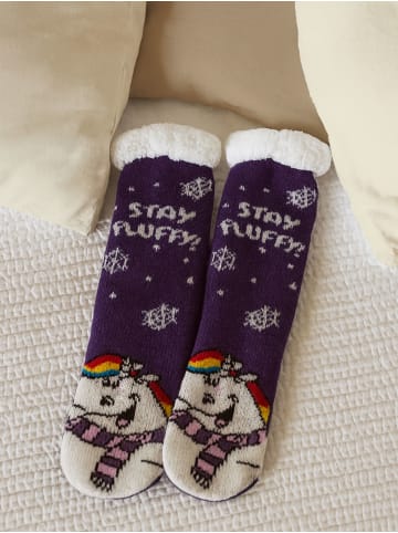 Pummeleinhorn Pummeleinhorn Hüttensocken Haussocken Kuschelsocken Socken in lila