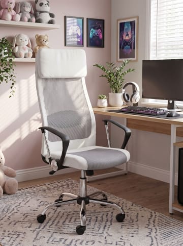 Beliani Bürostuhl PIONEER in Weiß/Silber/Schwarz - (W) 63 x (H) 118 x (L) 63 cm