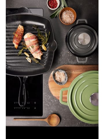 Berndes Bräter/Kochtopf rund, Gusseisen- b.iron in schwarz/grau