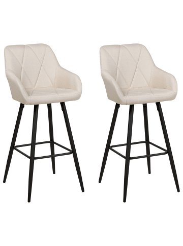 Beliani 2-tlg Barhocker DARIEN in Beige/Schwarz