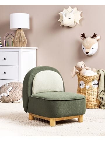 Beliani Kindersessel FABORG in Grün/Heller Holzfarbton/Beige