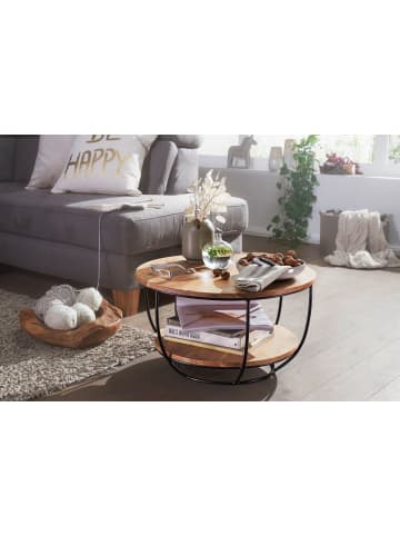 FineBuy Couchtisch in Braun / Akazie / 60x60x34