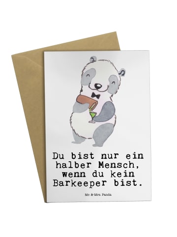 Mr. & Mrs. Panda Grußkarte Barkeeper Herz mit Spruch in Weiß