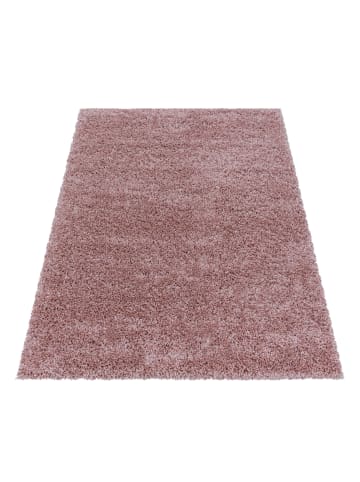 KADIMA DESIGN Teppich Hochflor Shaggy Uni-Look Polypropylen Wohnzimmer in Rosa