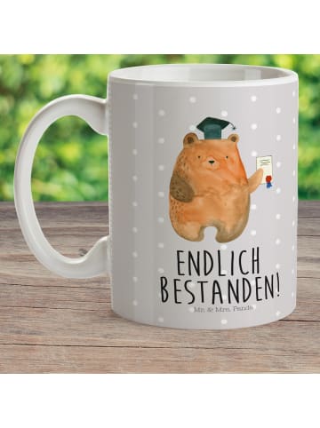 Mr. & Mrs. Panda Plastikbecher Bär Prüfung mit Spruch in Grau Pastell