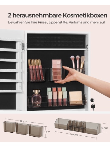 SONGMICS Schmuckschrank Berit in Weiß - (B)10 x (H)108 x (T)37 cm