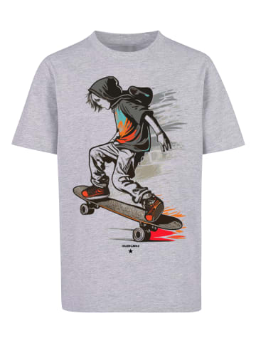 F4NT4STIC T-Shirt Skateboarder in grau meliert