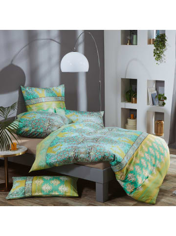 Erwin Müller Mako-Satin Bettwäsche in grün-gelb