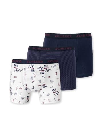 Schiesser Retro-Short / Pant Kids Boys 95/5 Organic Cotton in Dunkelblau gemustert