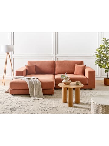 Beliani 3-tlg Ecksofa LOFOTEN in Rot/Schwarz rechtsseitig