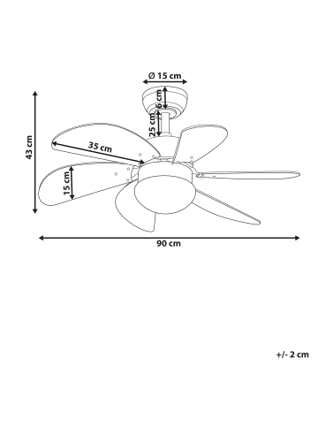 Beliani Deckenventilator mit Licht LOGAR in Rosa - (W) 90 x (H) 43 x (L) 90 cm