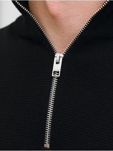 Jack & Jones Strickjacke mit Viertelreißverschluss in Black