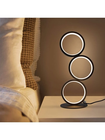 ZMH LED Tischleuchte in schwarz Touch Dimmbar mit 4 Ring Design Metall Bedlampe