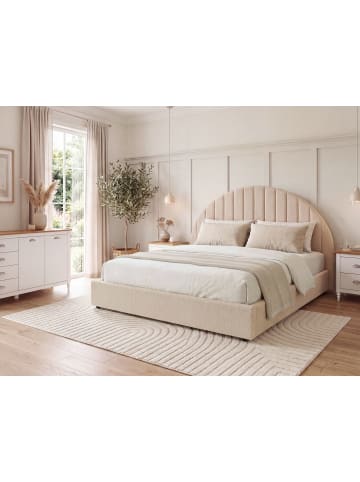 Beliani Doppelbett CHADENET in Beige - (W) 191 x (H) 102 x (L) 215 cm