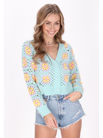 IZIA Women Cardigan in turquoise multicolor