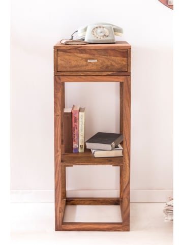 FineBuy Beistelltisch in Braun / Sheesham / 35x35x90