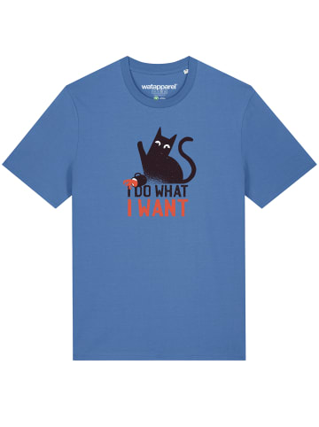 wat? Apparel T-Shirt Cat in Bright Blue