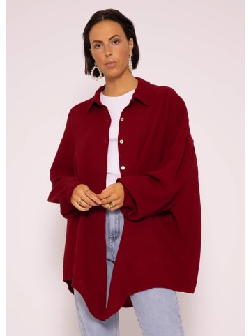 SASSYCLASSY Ultra Oversize Musselin-Blusenhemd lange Variante in Dunkelrot